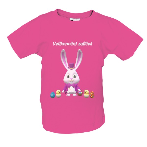 Tričko s potiskem Velikonoční zajíček s kuřátky