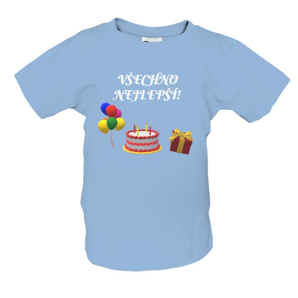 Tričko s potiskem všechno nejlepší, happy birthday